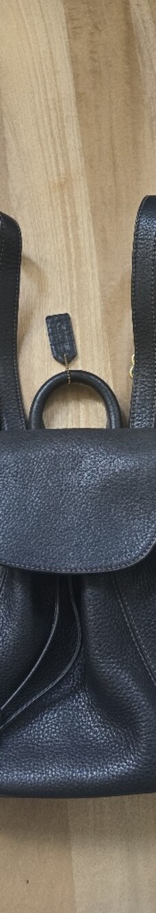 Coach Black Pebbled Leather Backpack with Gold-Tone Hardware
